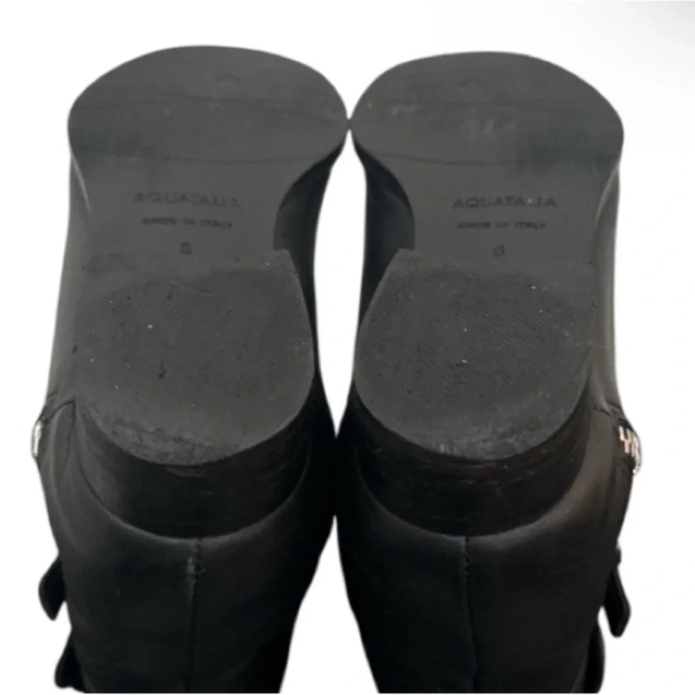 Authentic Aquatalia designer black leather ankle boots sz 8